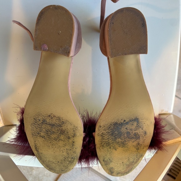 Sam Edelman low heel rose pink sandals with feathers size 8 - Picture 6 of 6